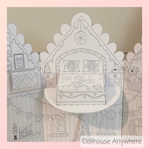 Printable Gingerbread Cottage, COLORING BOOK VERSION, Paper House ...