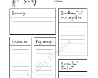 Printable Floral Study Note