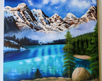 Mountain lake- oil on canvas