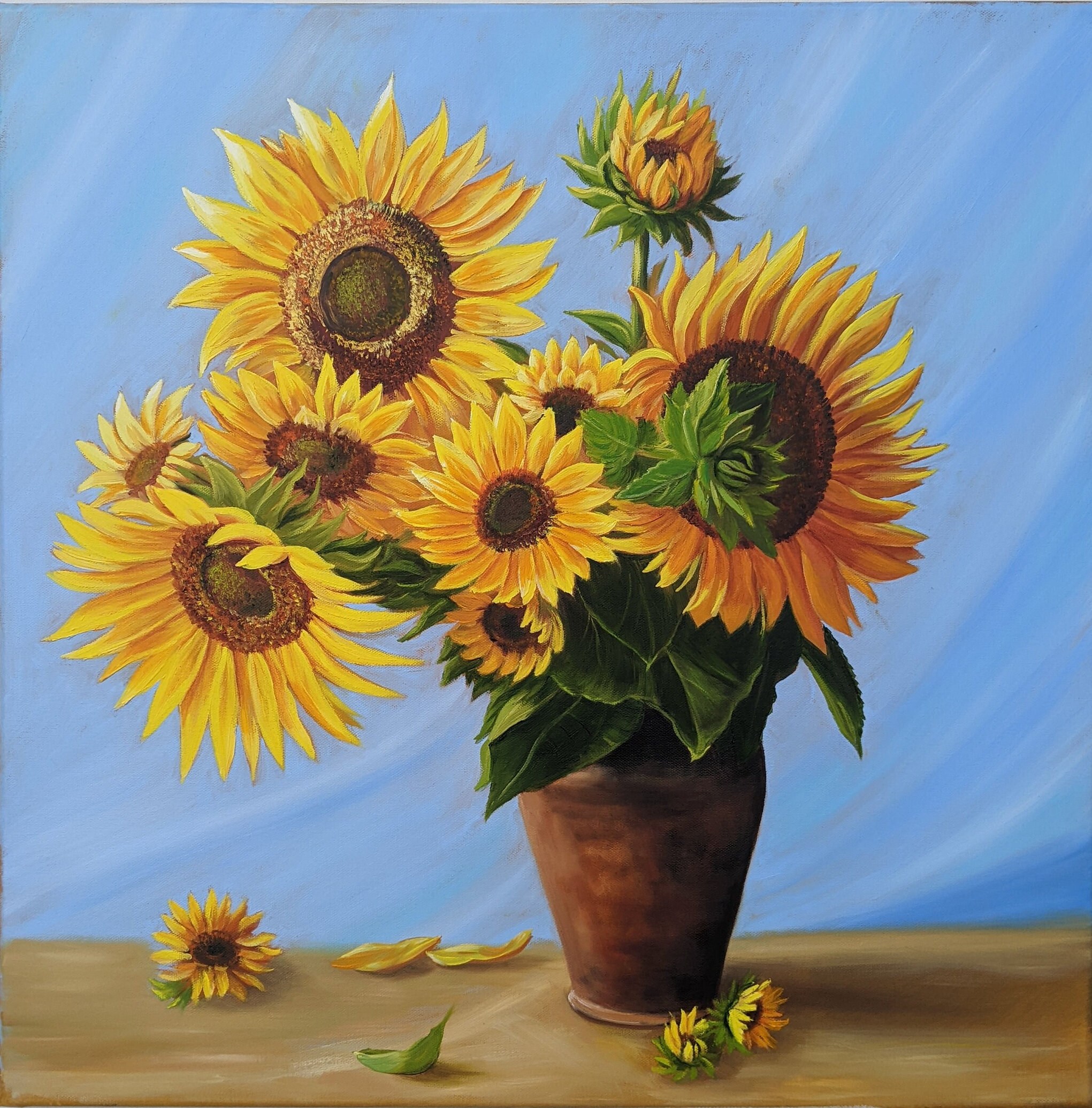 Sunflowers Oil Painting on Canvas Still Life - Etsy