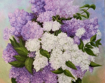 Lilac oil painting Bouquet of flowers still life