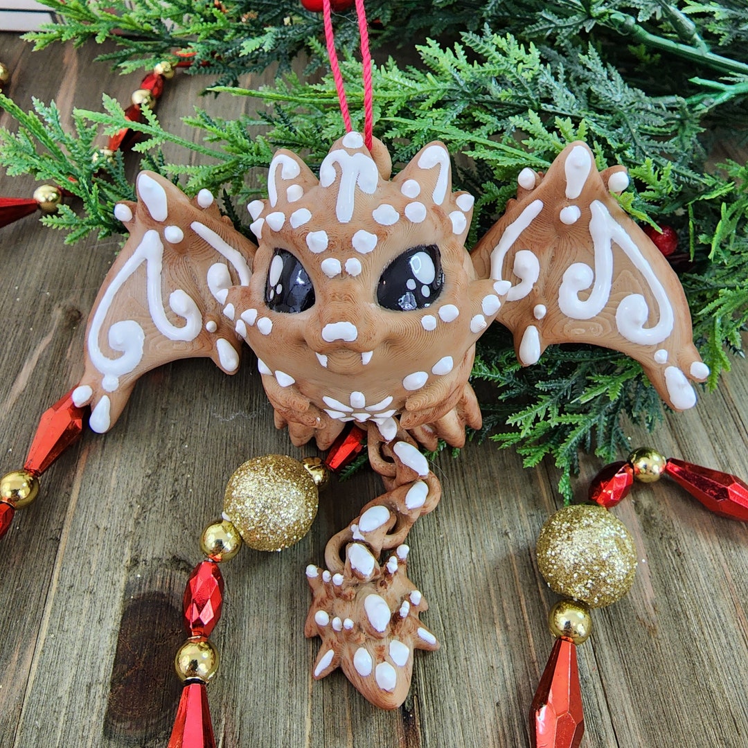 Gingerbread Cookie Dragon Ornament | 3D Printed | Articulated | Holiday ...