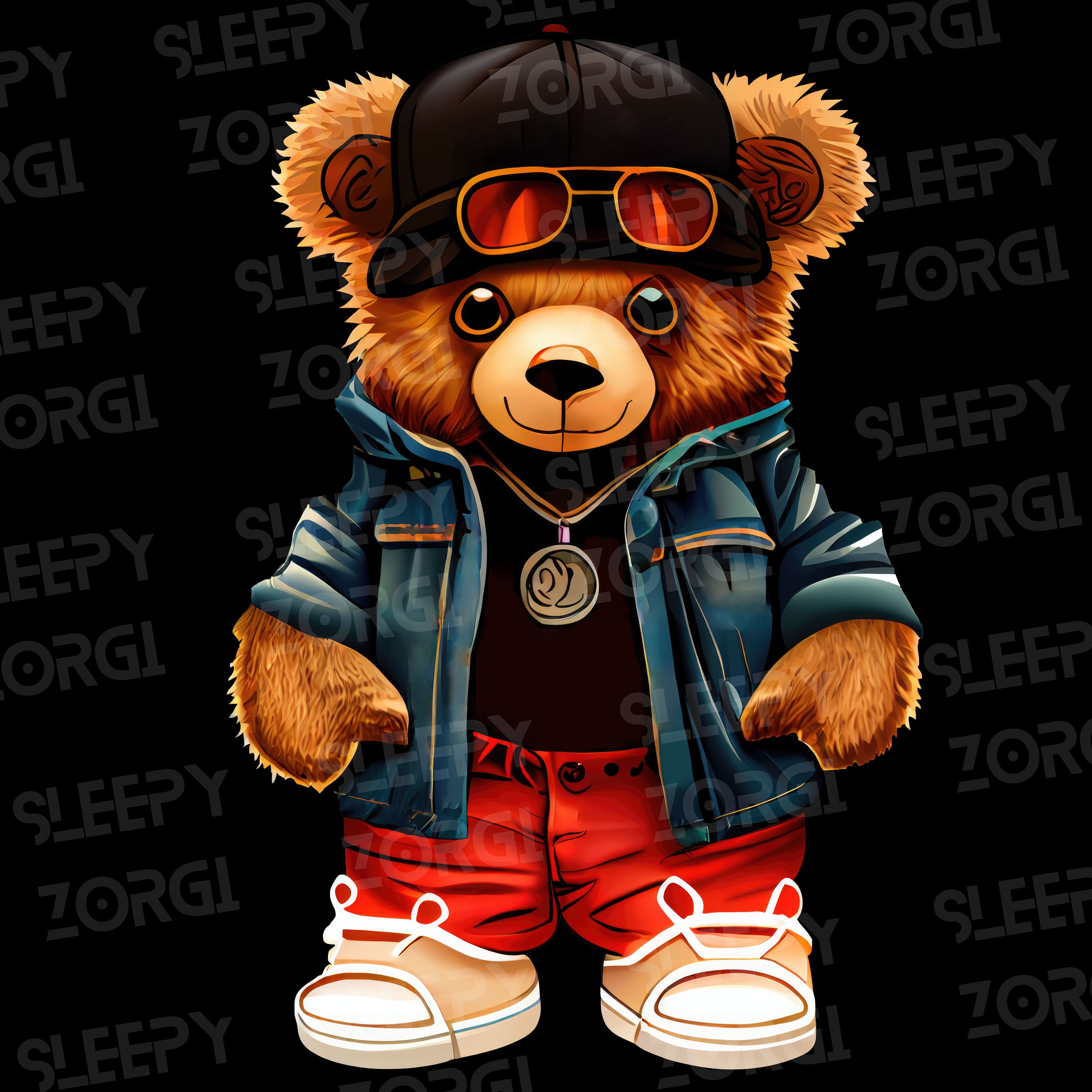 SZ117 Teddy Bear Wearing Streetwear PNG PNG Sublimation - Etsy