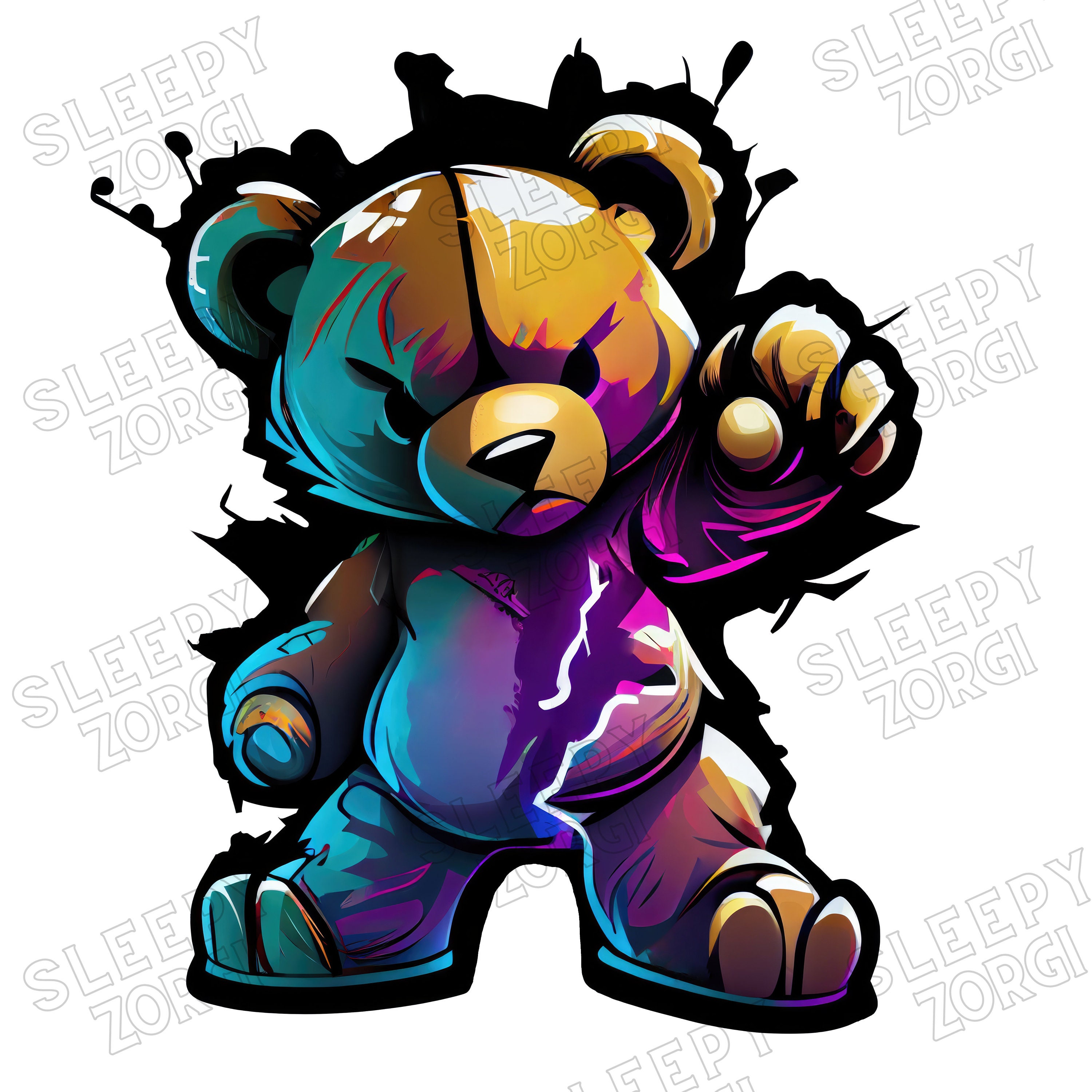 SZ102 Angry Teddy Bear PNG, PNG Sublimation Design for Shirts, Bear ...