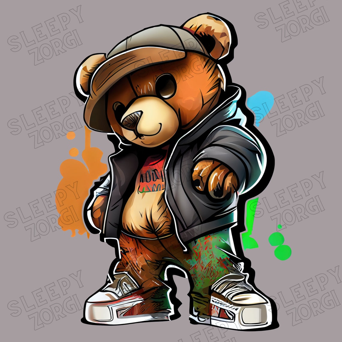 SZ99 Hip Hop Teddy Bear PNG PNG Sublimation Design for - Etsy