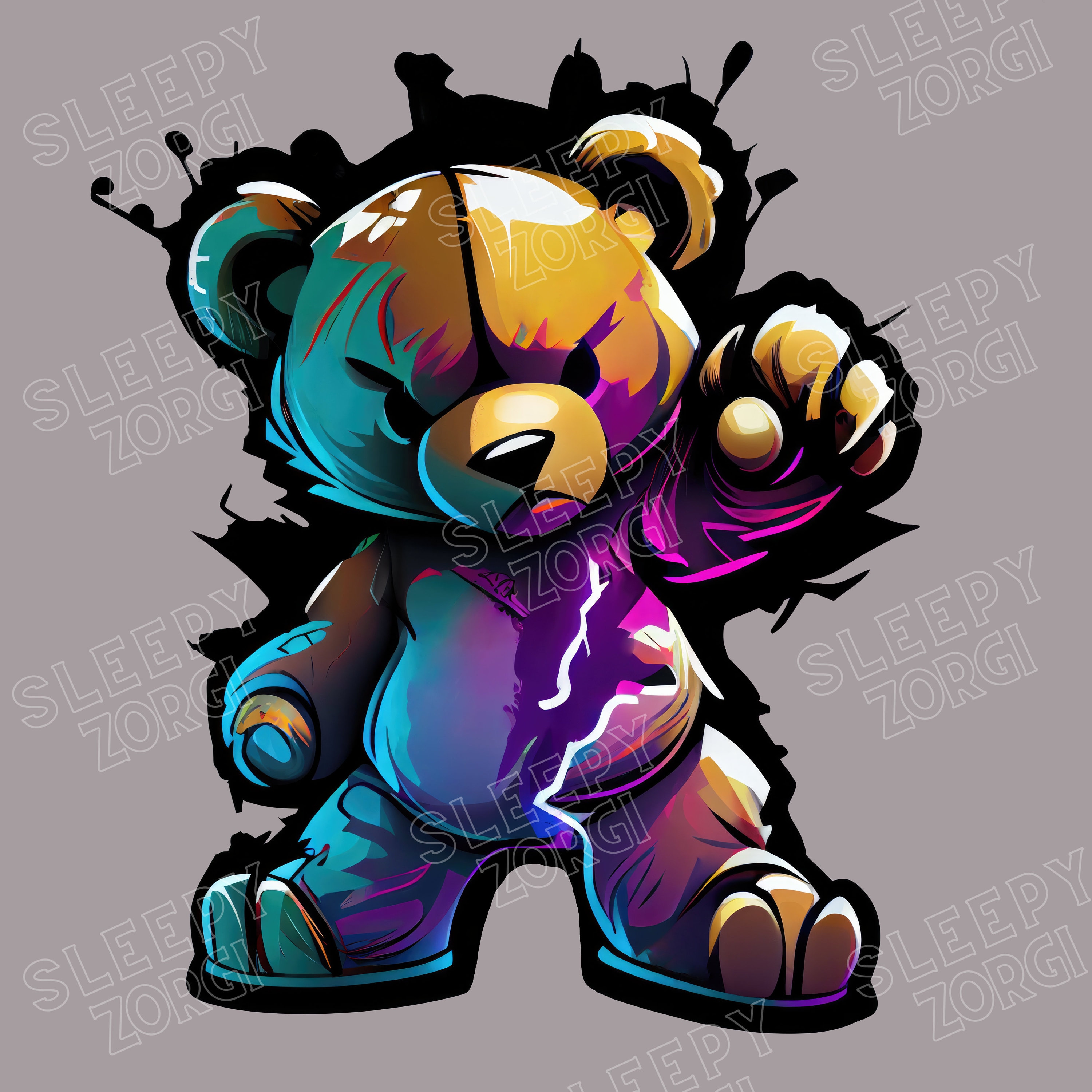 SZ102 Angry Teddy Bear PNG, PNG Sublimation Design for Shirts, Bear ...