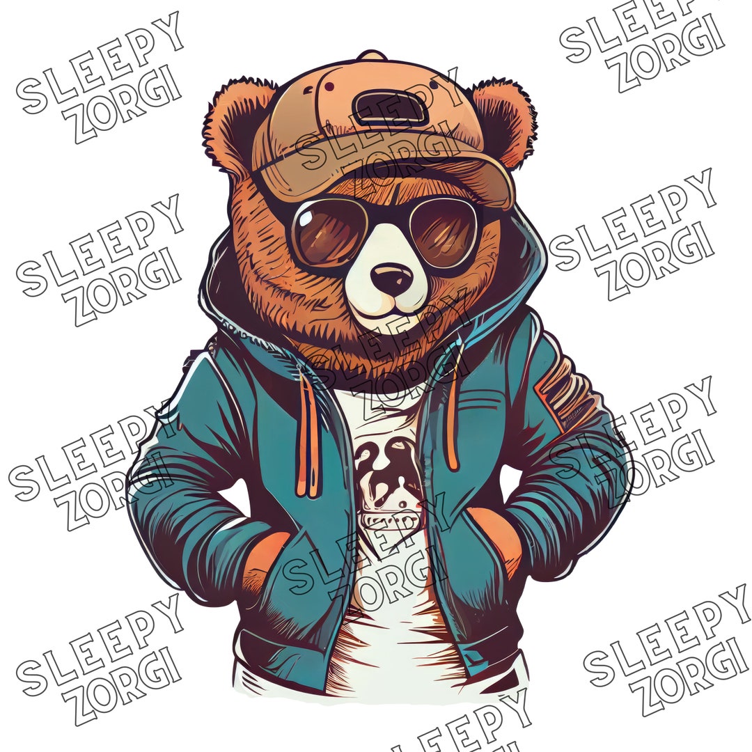 SZ52 Teddy Bear Wearing Streetwear PNG PNG Sublimation - Etsy