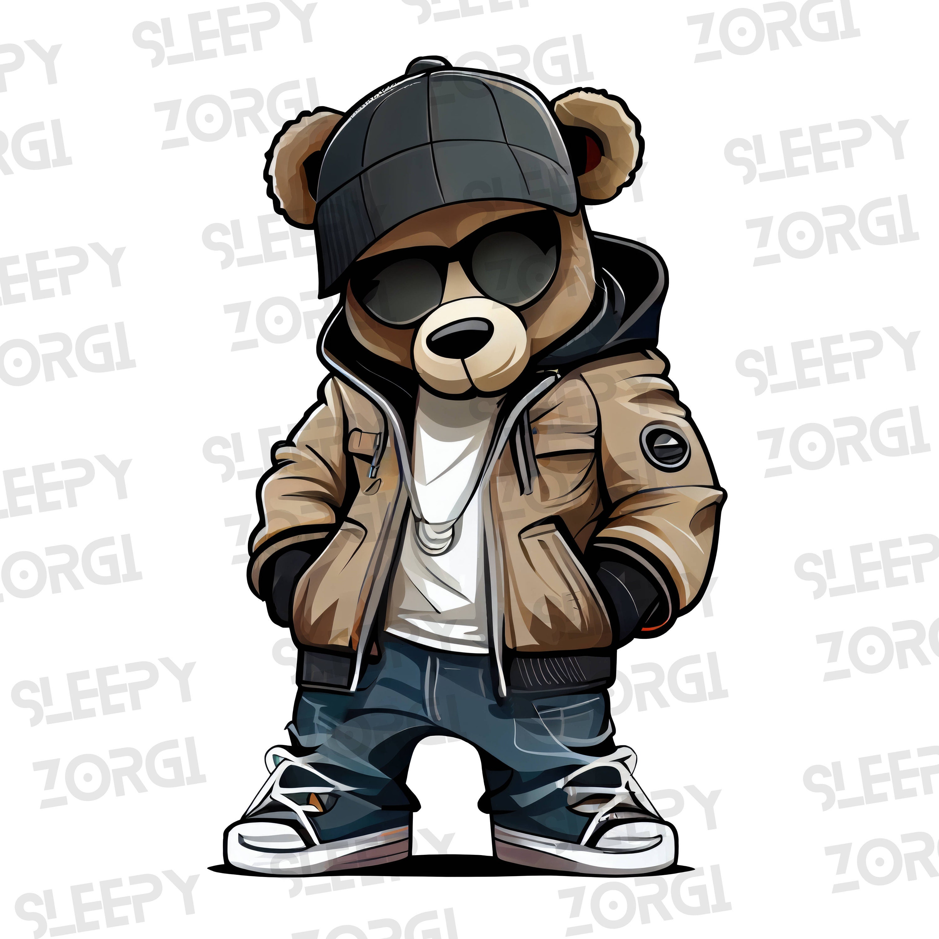 SZ55 Teddy Bear Wearing Streetwear PNG PNG Sublimation - Etsy