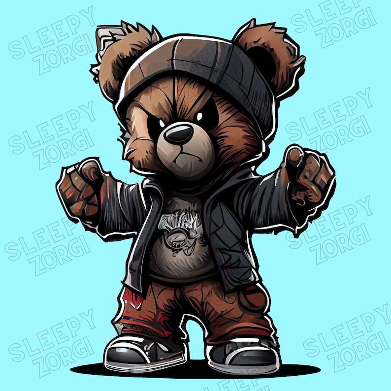 SZ106 Angry Teddy Bear PNG PNG Sublimation Design for - Etsy