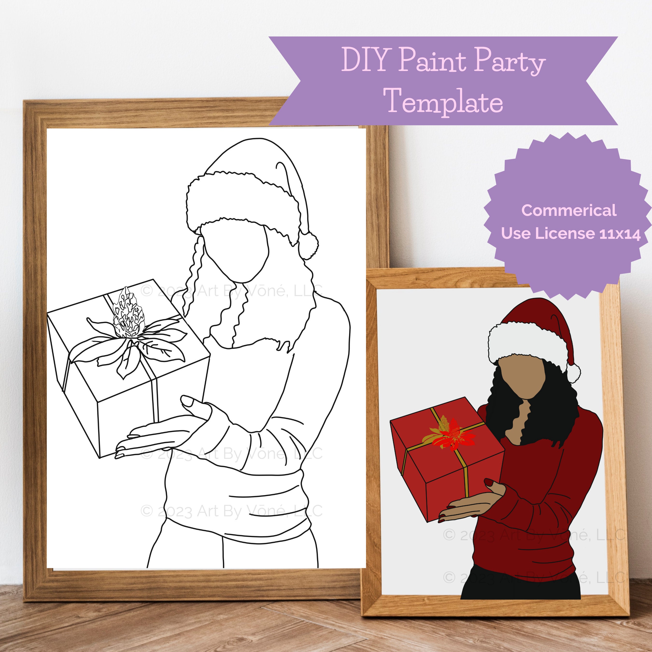 Christmas Sip N Paint Canvas Image Easy Trace & Paint Sip N Paint