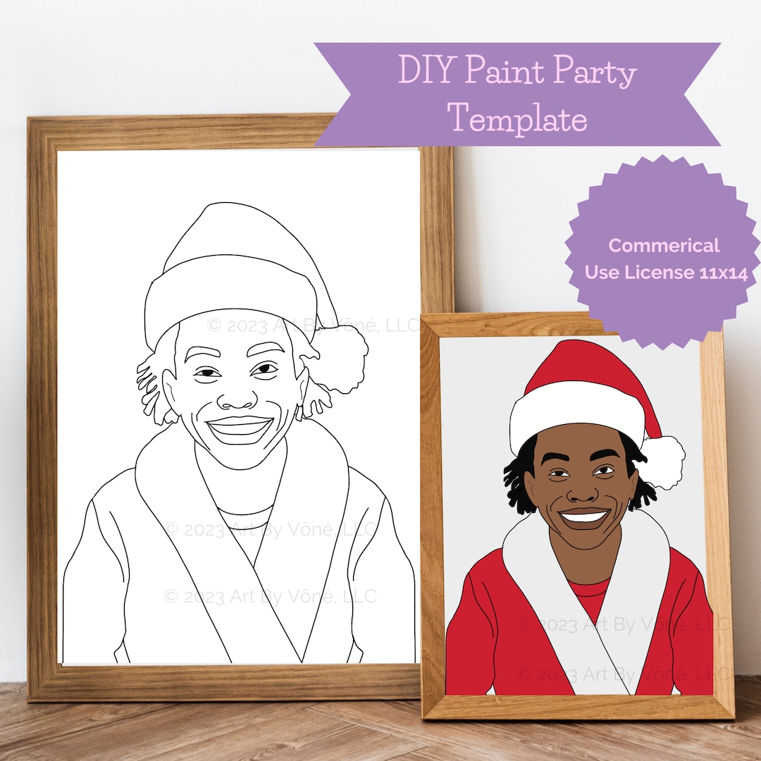 Christmas Sip N Paint Canvas Image Easy Trace & Paint Sip Etsy