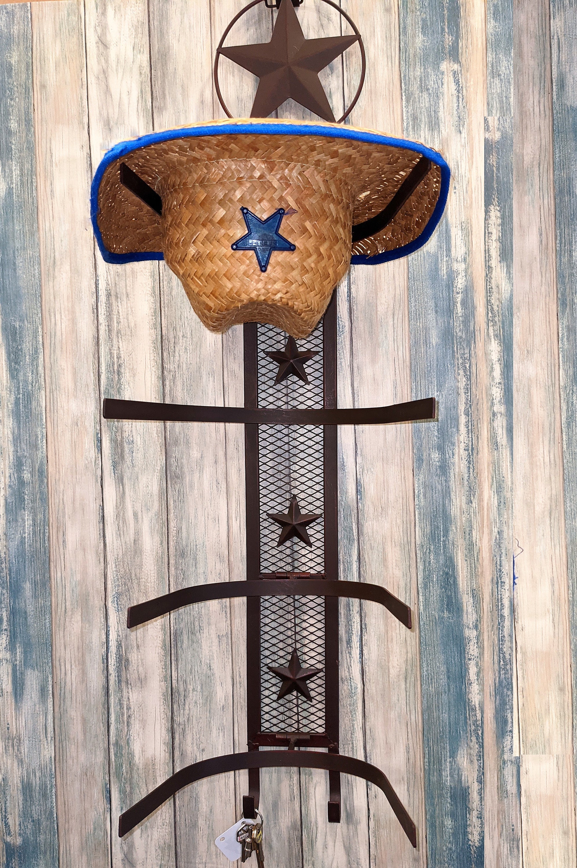 Metal Star Western Cowboy Hat Rack Wall Hanging Hanger Etsy