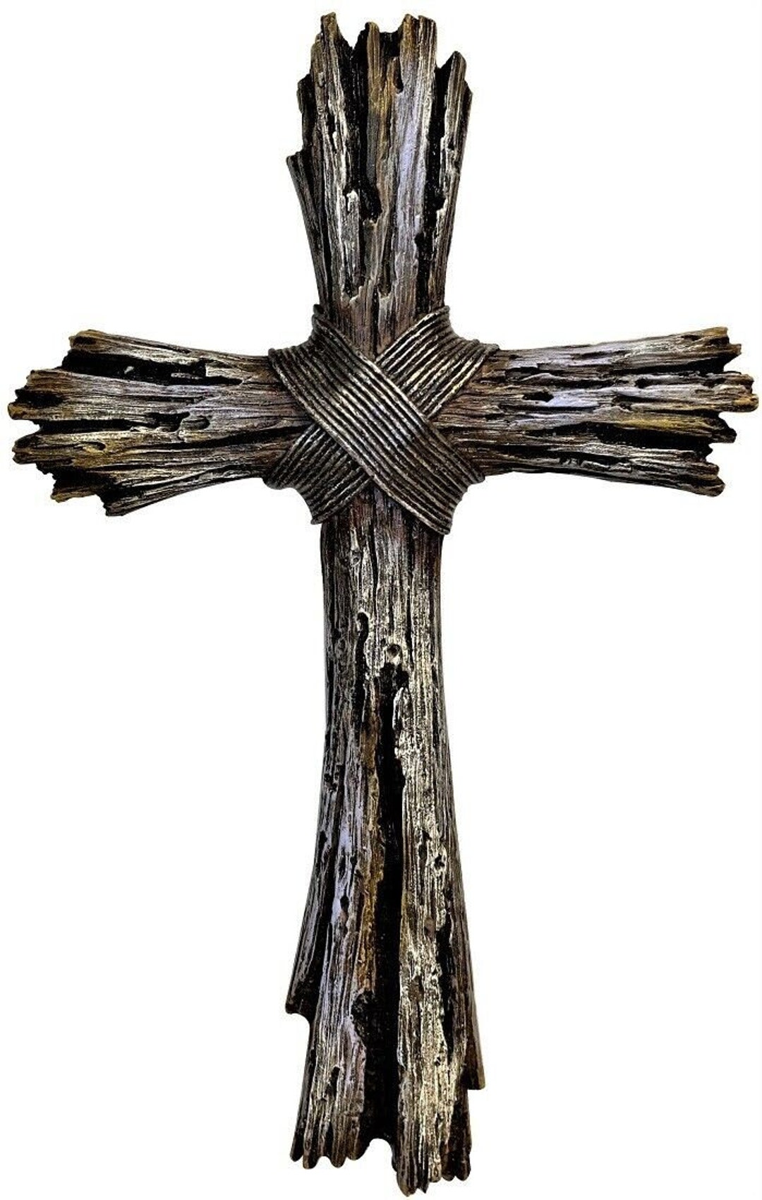 Rustic Decorative Driftwood Wall Cross Faux Weathered Wood Spiritual