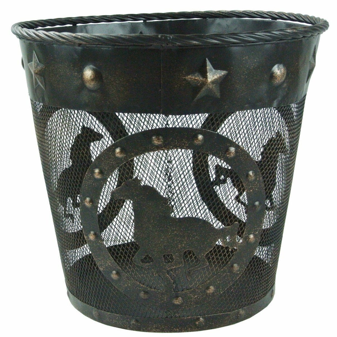 Western Horse Metal Wastebasket Trash Can Vintage Bath Kitchen - Etsy