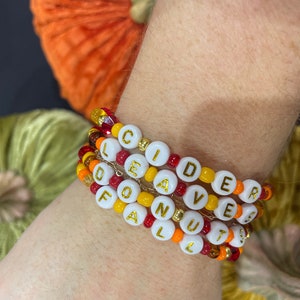 Pack of 4| Handcrafted Fall Themed Bead Bracelets- Crafted with Love by Shelby - Michigan Made
