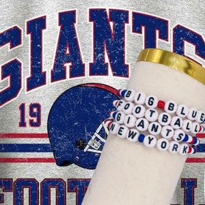 Cheer for the New York Giants – Handmade &quot;Big Blue&quot; Football Bracelet Set!