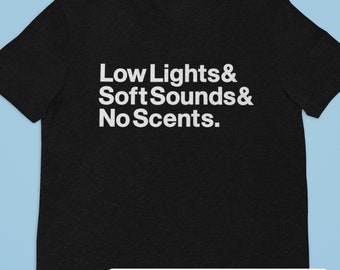 Migraine Brain Unisex Shirt, Low Lights & Soft Sounds No Scent, Headache Sick Spoonie Tee, Invisible Chronic Illness Disability Disease Pain