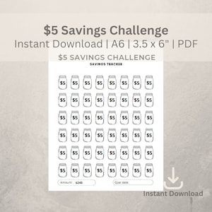 PRINTABLE 5 Dollar Savings Challenge