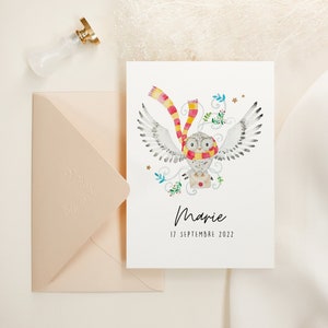 Affiche naissance Chouette | Cadeau de naissance personnalisé avec prénom | * Détails dorés *