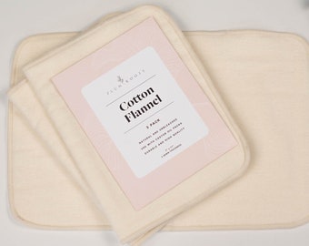 3 Pack of Organic Cotton Flannel For Castor Oil Pack, Made Of Unbleached Cotton Flannel, Reusable, Highly Absorbent, and Extremely Soft