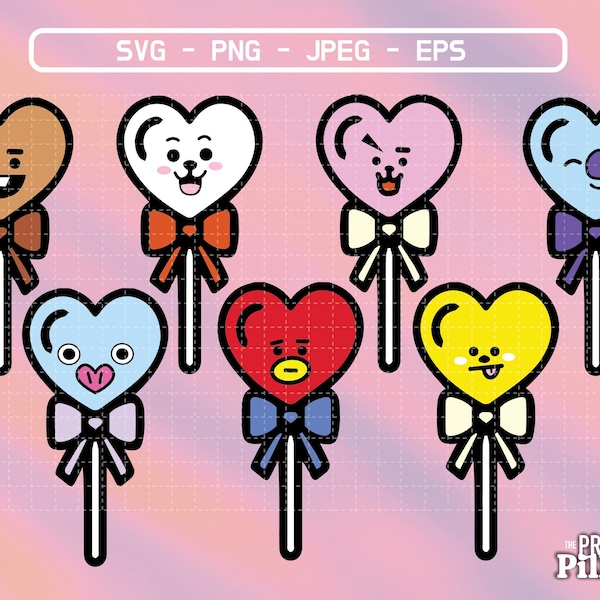 BT21 Svg Eps Png Jpg | Kpop Vector files for Cricut and Silhouette | BTS Army Merch, Army Bomb Decal, BTS Kawaii Clipart, BTS shirt