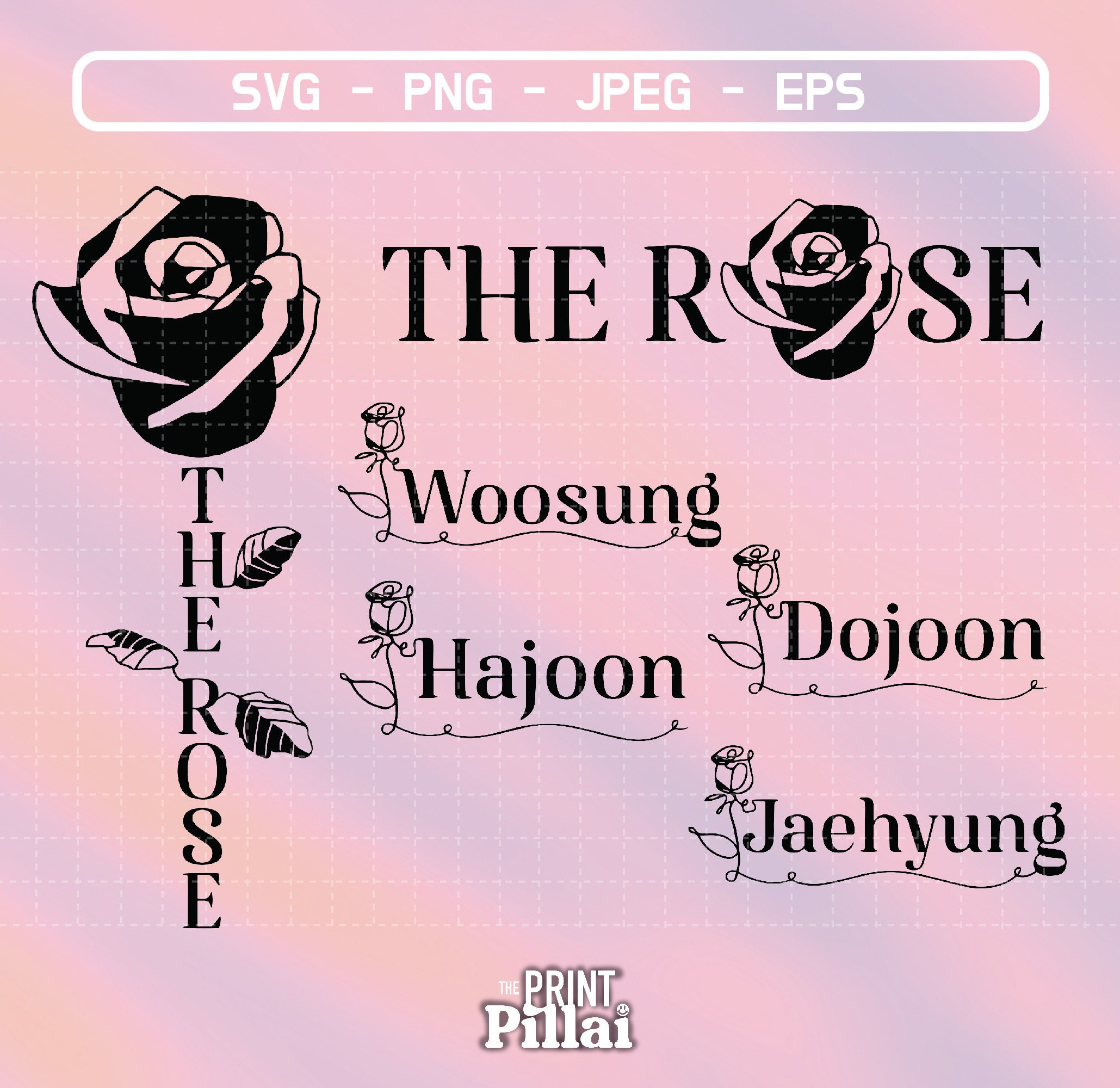 The Rose Kpop Bundle Svg Eps Png Jpg Vector Files for Cricut and Silhouette  Kpop Group Clipart, Woosung, Jaehyung, Dojoon, Hajoon 