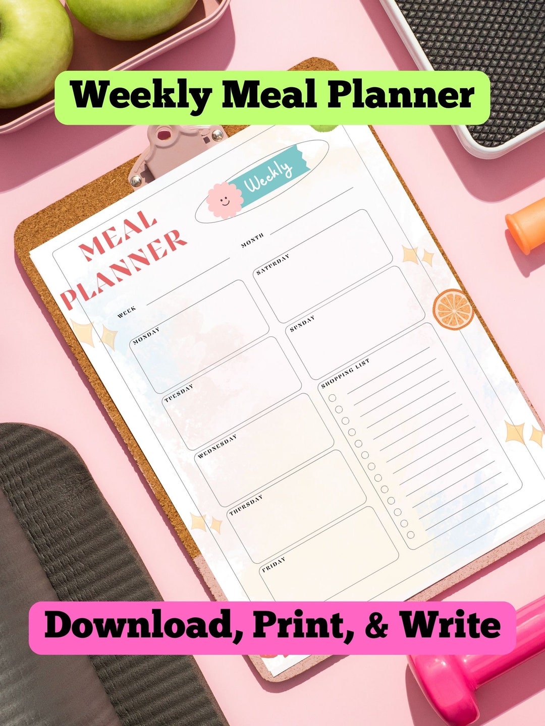 Weekly Meal Planner Fitness Meal Planner Etsy