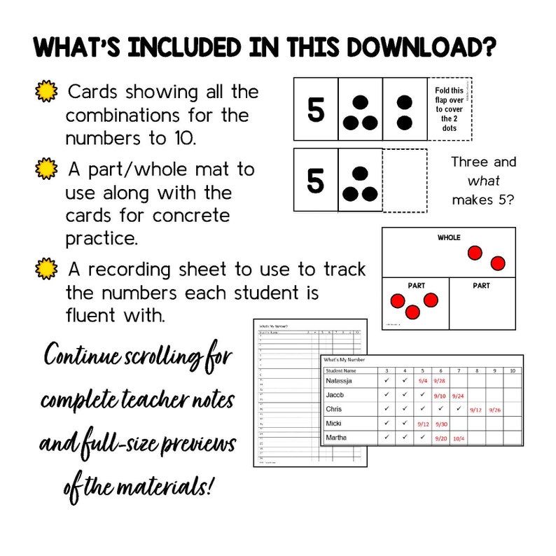 Number Combinations Flash Cards With Missing Parts Numbers to Etsy