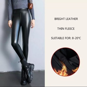 Made in Italy Camel Wet Look Matte Faux Leather Leggings 
