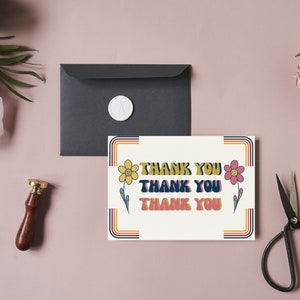 Retro 70s Downloadable Printable Editable Thank You Card - Get SVG Download and PNG Instantly, Canva Link for Editing