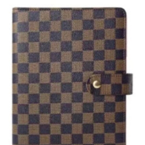 High quality Checked monogram hardcover designed ring binder organiser notebook ideal gift quality, pattern planner agenda chessboard.