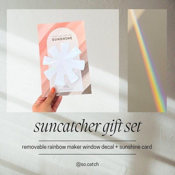 Large CUSTOM RAINBOW MAKER w 6x9 Card | Suncatcher Sticker Removable Prism  | Housewarming Nursery Bridal Sympathy Custom Personalized Gift