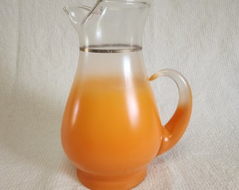 Vintage MCM 1950s Blendo Ombre Orangen Krug von West Virginia Glass Co