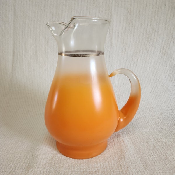 Vintage MCM 1950s Blendo Ombre Orange Pitcher by West Virginia Glass Co