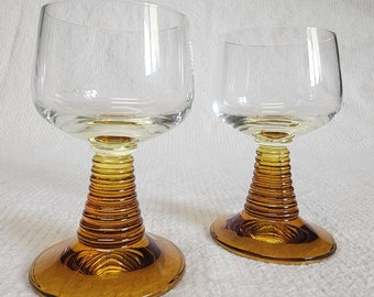 Roemer Honeycomb Amber Stem Wine Glasses (Set of 2)