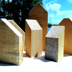 Blank Wood Pieces, Unfinished Wood Houses, Craft Wood Houses, Wood Blanks, Small Wood House Sets, Handmade Small Wood Houses, House Sets