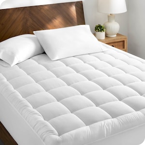 Bare Home Cotton Top Mattress Pad - Fitted Mattress Cover - Soft Noiseless Mattress Pad