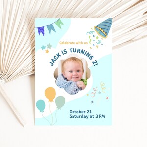 子供の誕生日カード招待状 - デジタルインスタント子供の誕生日招待状 - 編集可能で印刷可能なテンプレート - E-vite