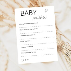 Minimalist Baby Wishes - Baby Shower Game - Digital instant Invitation - Editable And Printable Template - E-vite