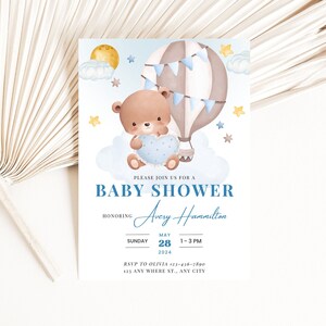 Invitation à la carte Baby Shower Boy - Invitation instantanée numérique - Modèle modifiable et imprimable - E-vite
