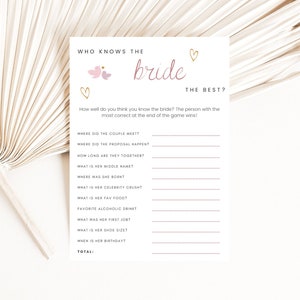 Brautparty Spiel | Wer kennt die Braut am besten? | Digitale Einladung | E-vite zum ausdrucken | Heiratsvorlage