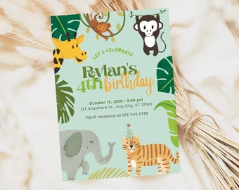 Invitación a tarjeta de cumpleaños infantil - Invitación digital instantánea para el día B del niño - Plantilla editable e imprimible - E-vite