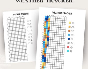 Weather Tracker Journal: registro meteorológico diario codificado por colores / descripción general del clima anual / leyenda meteorológica personalizable
