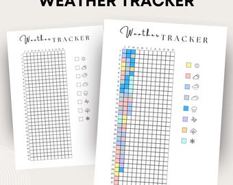 Weather Tracker Journal: registro meteorológico diario codificado por colores / descripción general del clima anual / leyenda meteorológica personalizable
