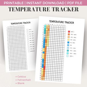 Temperature Tracker Journal | Celsius & Fahrenheit | Color-Coded Daily Weather Temperature Log | Printable Yearly Weather Overview
