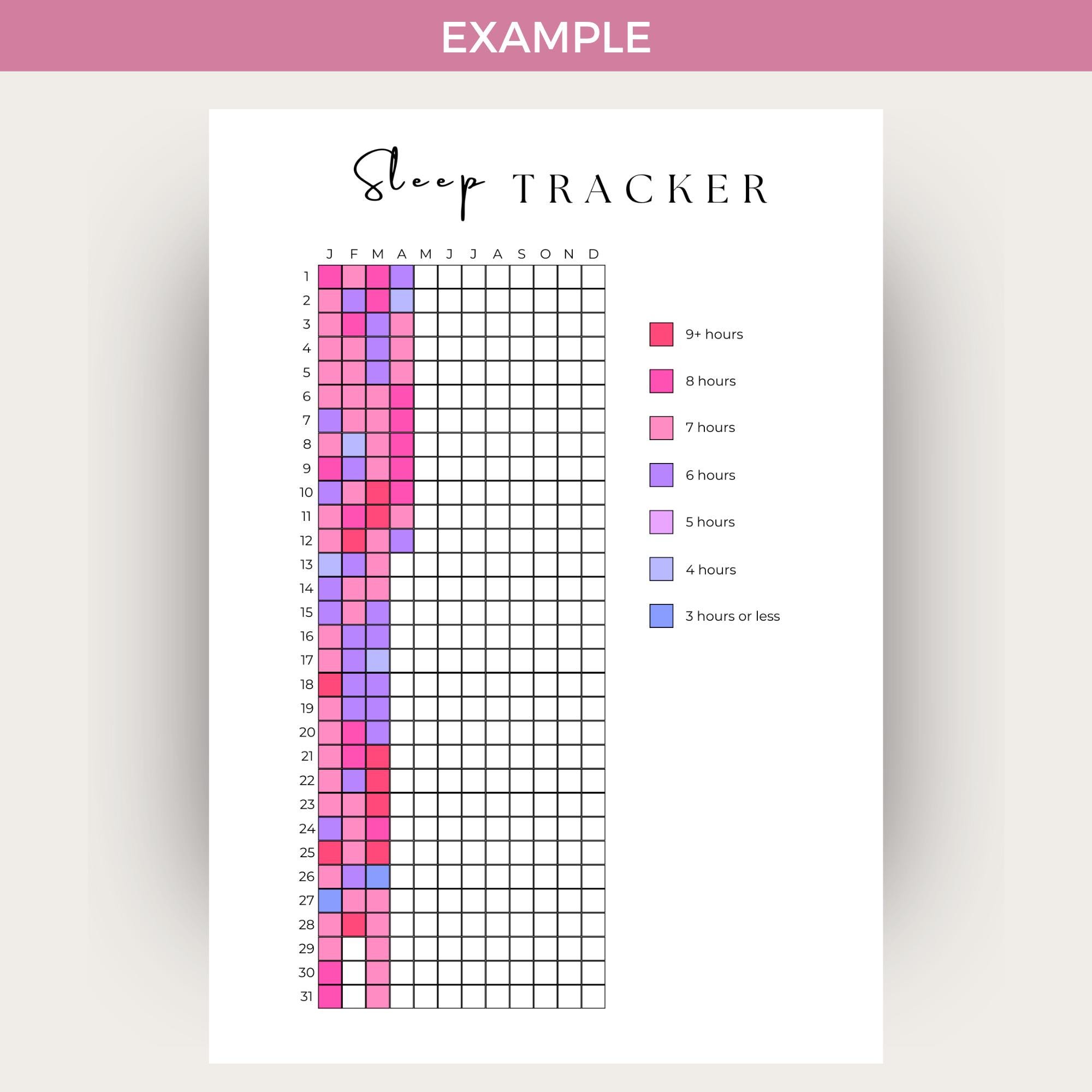 Sleep Log Template - Printable Yearly Sleep Tracker - Track Sleep Hours ...