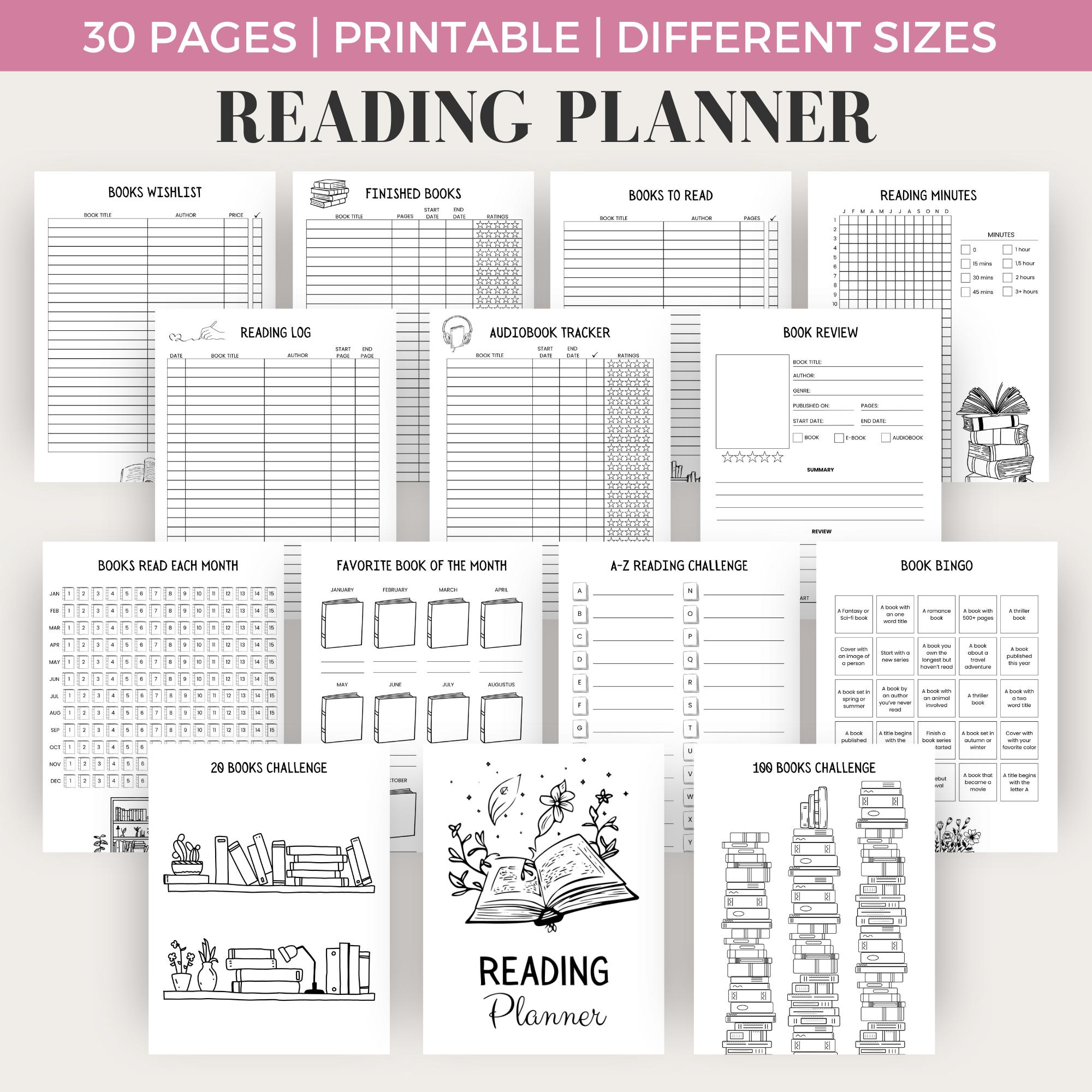 Reading Planner Bundle | Printable Book Reading Journal | Reviews ...
