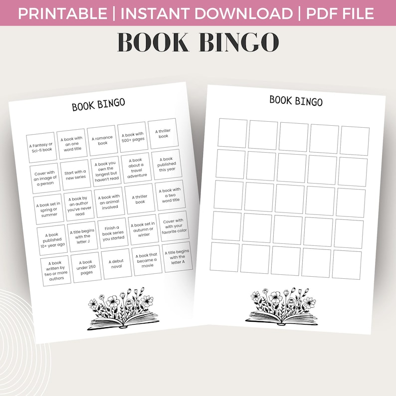 Book Bingo Challenge | Printable Reading Journal Game | Planner ...
