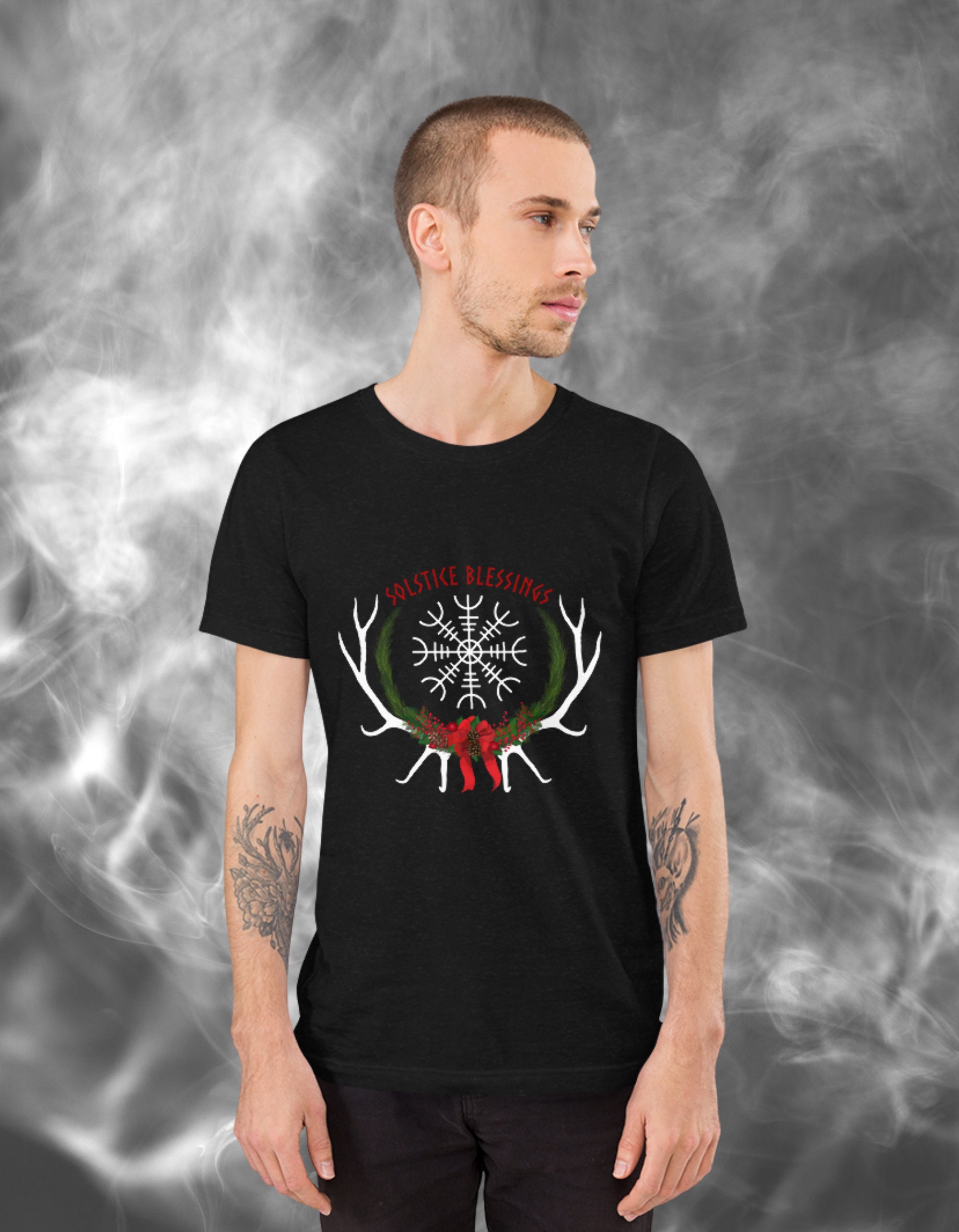 Winter Stagg Solstice Blessings, God Jul, Yule Shirt, Winter Solstice, Stagg, Viking ...