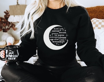 Mystical Crescent Moon Sweathshirt, Witchcraft Sweathshirt, Mystical Clothing, Withy Clothing, WItchy Gift